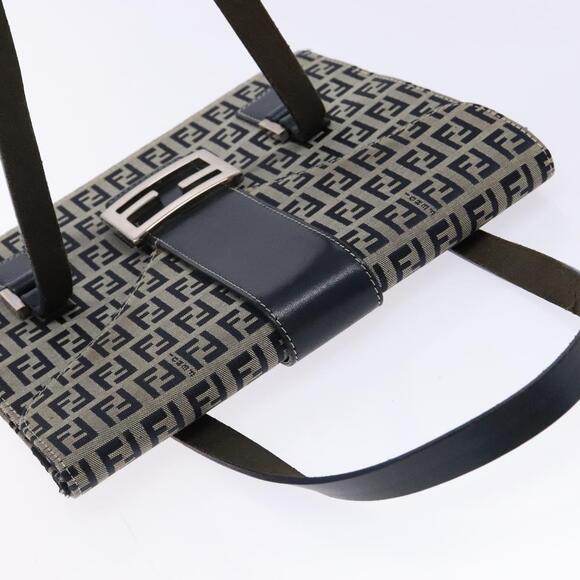 FENDI Zucchino Canvas Mamma Baguette Hand Bag Navy Silver - Picture 6 of 14